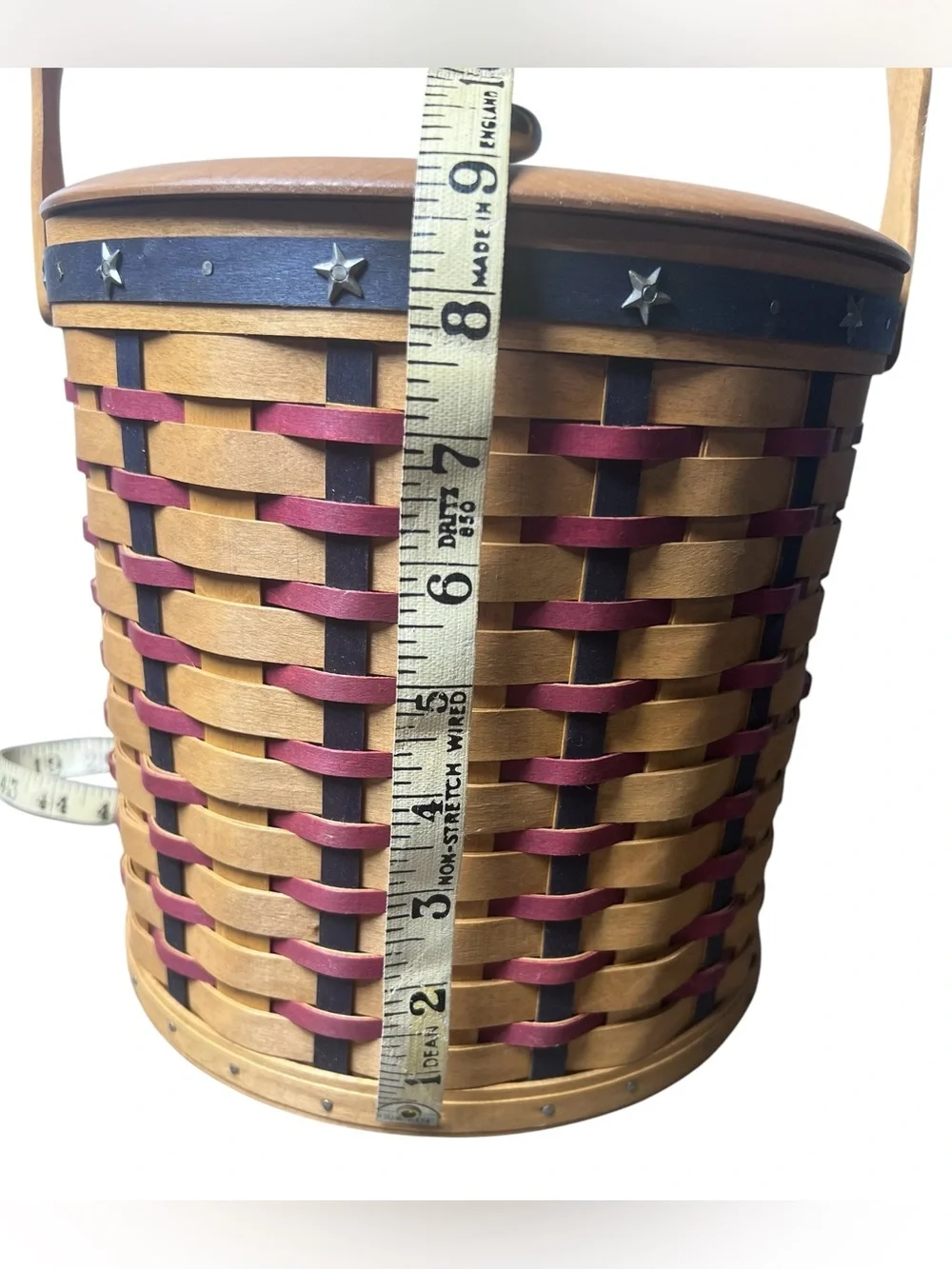 Longaberger 2004 Vintage Proudly American Ice Bucket Basket Set Lid w/ Star Knob